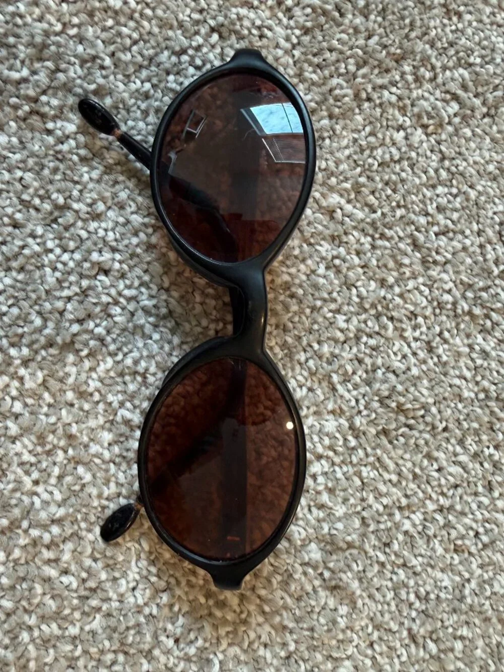 Y2K Tiny Oval Sunglasses Black Frame Brown Lenses Retro 90s Grunge